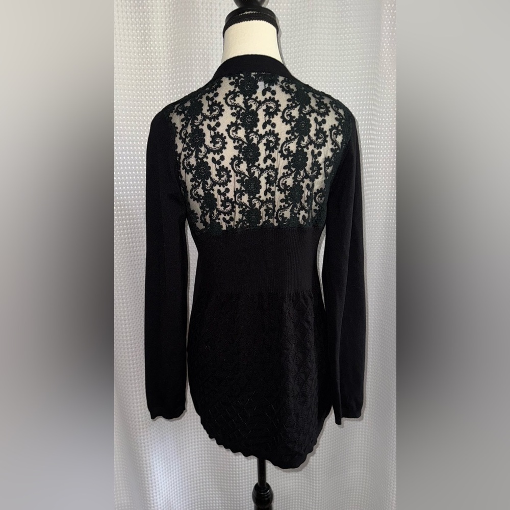 MOLLY BRACKEN open front lace knit‎ black Cardigan size M/L